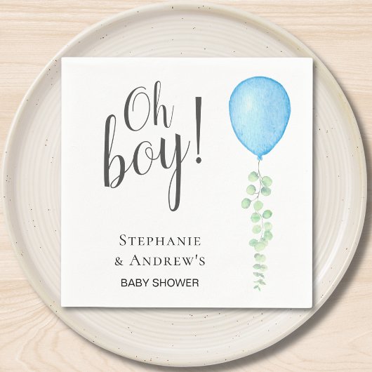 Oh Boy Blue Balloon Couple's Baby Shower  スタンダードカクテルナプキン