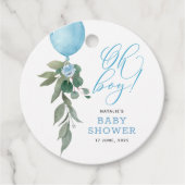 Oh Boy Blue Balloon Greenery赤ちゃんシャワー フェイバータグ (正面)