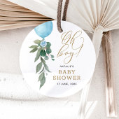 Oh Boy Blue Balloon Greenery赤ちゃんシャワー フェイバータグ