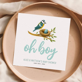 Oh Boy Blue Bird Nest Baby Shower スタンダードカクテルナプキン