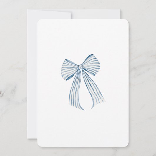  Oh Boy Blue Bow Baby Shower 招待状 (裏面)