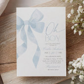 Oh Boy Blue Bow Baby Shower 招待状