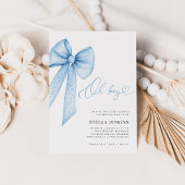 Oh Boy Blue Bow Baby Shower Invitation 招待状