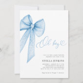 Oh Boy Blue Bow Baby Shower Invitation 招待状 (正面)