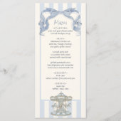 Oh Boy Blue Bow Carousel Baby Shower Menu Card  メニュー (正面)