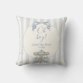 Oh Boy Blue Bow Carousel Horse Circus Baby Shower クッション (正面)