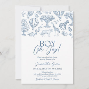 Oh Boy Blue Chinoiserie Safariベビーシャワー 招待状