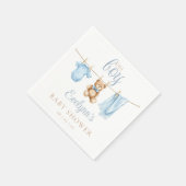 Oh Boy Blue Clothesline Baby Shower スタンダードカクテルナプキン (角)