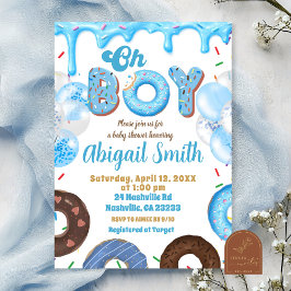 Oh Boy Blue Donut baby shower Invitation 招待状