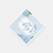 Oh Boy Blue Gingham Plaid Hydrangea Baby Shower Na スタンダードカクテルナプキン (角)