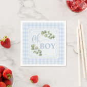 Oh Boy Blue GreeneryとGingham赤ちゃんシャワー スタンダードカクテルナプキン (インサイチュ)