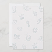 Oh Boy Blue Hand Drawn Baby Shower 招待状 (裏面)