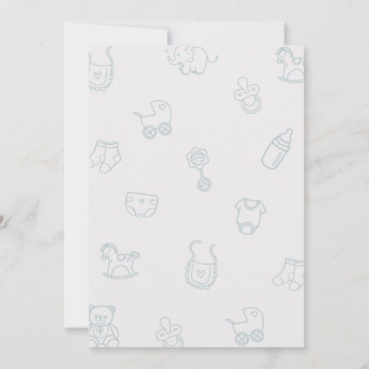 Oh Boy Blue Hand Drawn Baby Shower 招待状 (裏面)