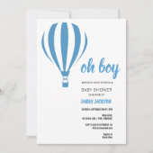 Oh Boy Blue Hot Air Balloon Baby Shower 招待状 (正面)