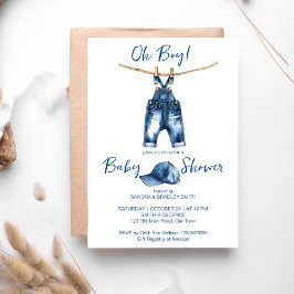 Oh boy blue jeans baby showerテンプレート 招待状