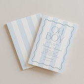 Oh Boy Blue Modern Striped Baby Shower 招待状