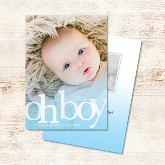OH BOY blue overlayフォトモダン誕生 案内状