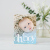 OH BOY blue overlayフォトモダン誕生 案内状 (スタンド正面)