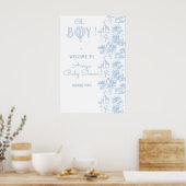 Oh Boy Blue Toile Safari Animal Baby Shower ポスター (キッチン)