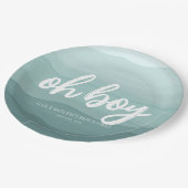 Oh Boy Blue Water Colorベビーシャワー ペーパープレート (アングル)