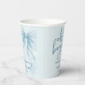 Oh Boy Blue Watercolor Bow Baby Shower 紙コップ (右)