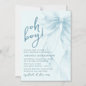 Oh Boy Blue Watercolor Bow Baby Shower Magnet マグネット招待状 (正面)