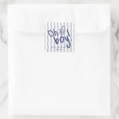 Oh Boy Blue Wavy Stripes ベビーシャワー スクエアシール (バッグ)