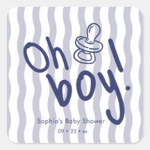 Oh Boy Blue Wavy Stripes ベビーシャワー