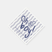 Oh Boy Blue Wavy Stripes ベビーシャワー スタンダードカクテルナプキン (角)