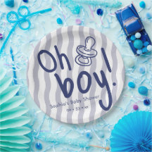 Oh Boy Blue Wavy Stripes ベビーシャワー