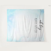 Oh Boy Blue Welcome Baby Shower Backdrop タペストリー (正面(横))