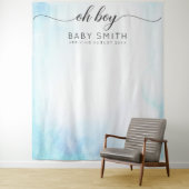 Oh Boy Blue Welcome Baby Shower Backdrop タペストリー (インサイチュ)