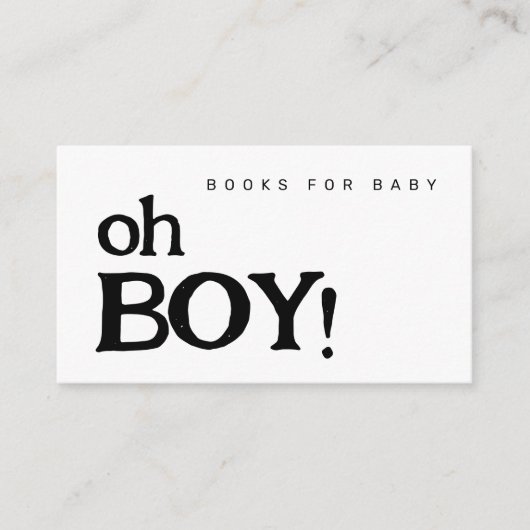 Oh Boy Books forベビーミニマル Baby Shower エンクロージャーカード (正面)