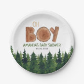 Oh Boy - Boy 素朴 Woodland Baby Shower ペーパープレート (正面)