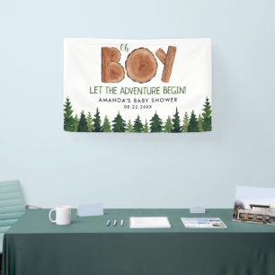 Oh Boy - Boy 素朴 Woodland Baby Shower 横断幕