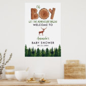 Oh Boy - Boy 素朴 Woodland Baby Shower Welcome ポスター (キッチン)