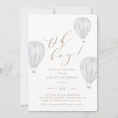 Oh Boy - Boy Baby Shower熱気球 招待状 (正面)
