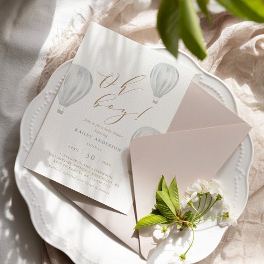 Oh Boy - Boy Baby Shower熱気球 招待状