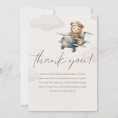 Oh Boy, Brown Bear Baby shower boy サンキューカード (正面)