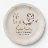 Oh Boy, Cute Bear Baby shower boy ペーパープレート (正面)