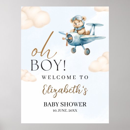 Oh Boy, Cute Bear Baby shower boy ポスター (正面)