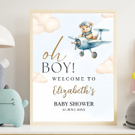 Oh Boy, Cute Bear Baby shower boy ポスター