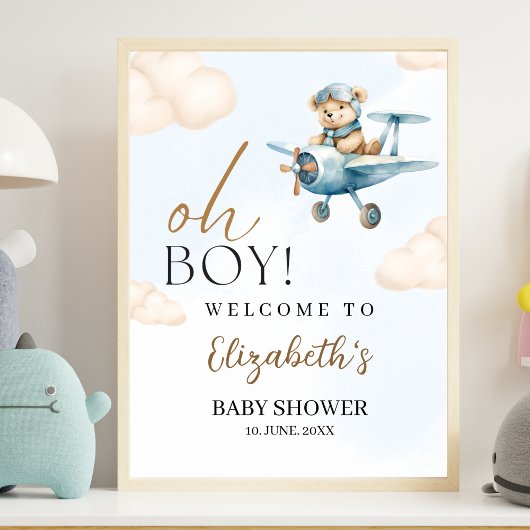 Oh Boy, Cute Bear Baby shower boy ポスター