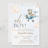 Oh Boy,  Cute Bear Baby shower boy 招待状 (正面)