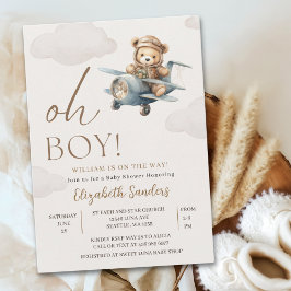 Oh Boy,  Cute Bear Baby shower boy 招待状