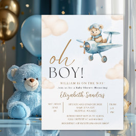 Oh Boy,  Cute Bear Baby shower boy 招待状