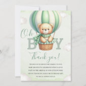 Oh Boy,  Cute Green Bear Baby shower boy サンキューカード (正面)
