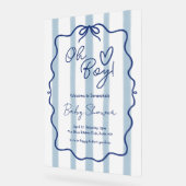 Oh Boy Cute Modern Blue Baby Shower Frosted アクリルサイン (傾斜)