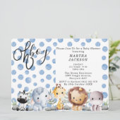 Oh boy cute Safari animal greenery boy baby shower 招待状 (スタンド正面)
