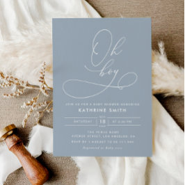 Oh Boy Dusty Blue赤ちゃんシャワーの招待状 招待状